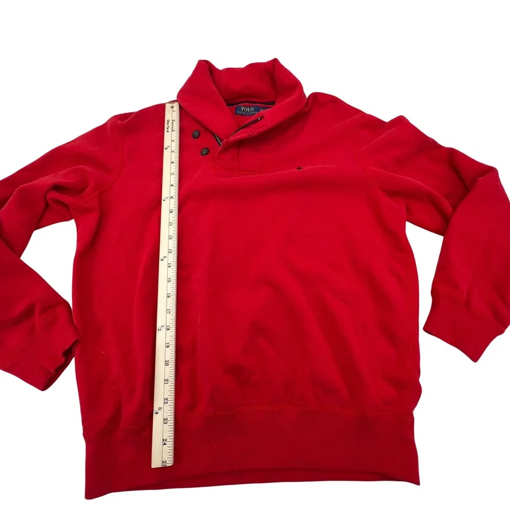 Polo‎ Ralph Lauren Men Red Shawl Collar Pullover Sweatshirt XL Classic Preppy